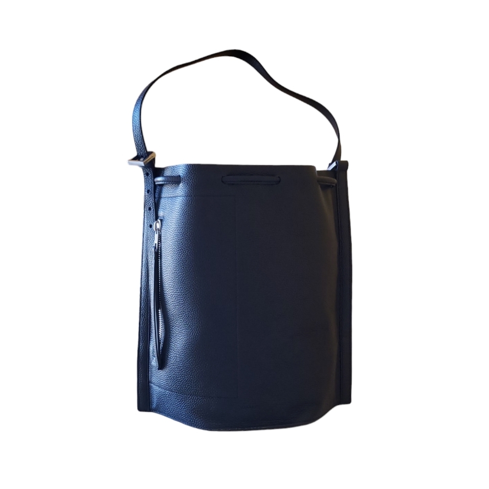 ALLSAINTS Alpha Pebble Leather Convertible Backpack/ Shoulder Bag Purse Black - Picture 3 of 16